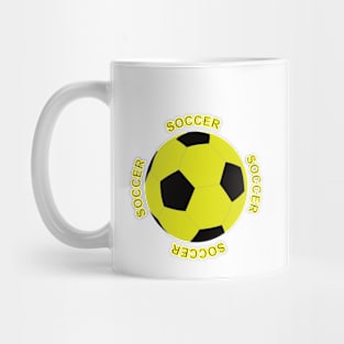 Soccer ball with yellow and black colors Mug
